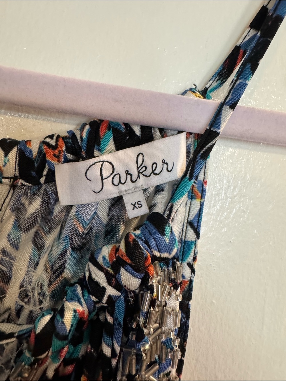 Parker Beaded Halter Maxi Dress in Multi-Blue Print - Picture 3 of 8